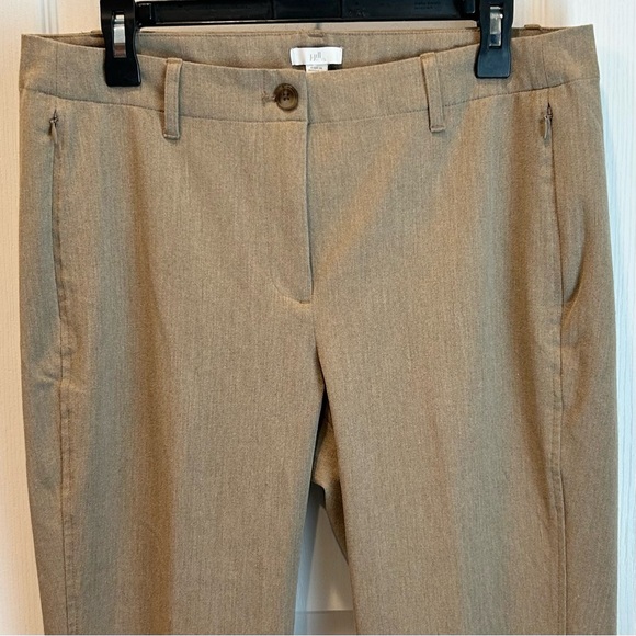 J. Jill Women’s Tan Stretch Ankle Trousers Side Zip Pockets Flat Front Sz.12 NWT - Picture 2 of 9